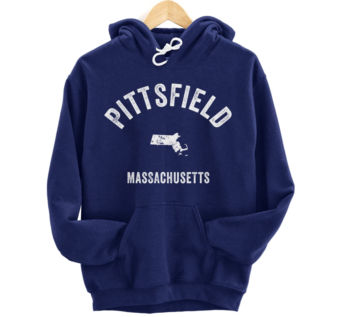 Pittsfield Massachusetts MA Vintage 70s Athletic Sports Desi Pullover Hoodie