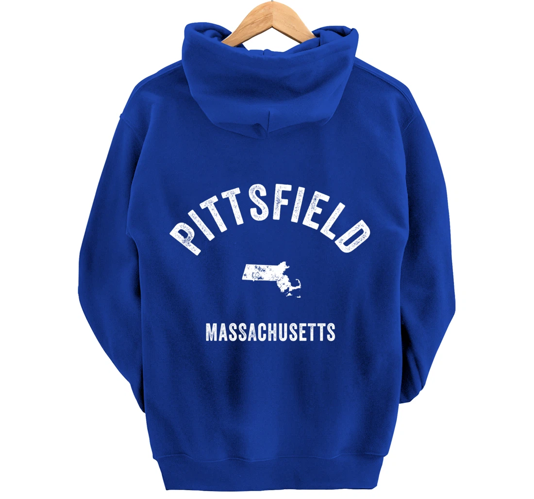 Pittsfield Massachusetts MA Vintage 70s Athletic Sports Desi Pullover Hoodie
