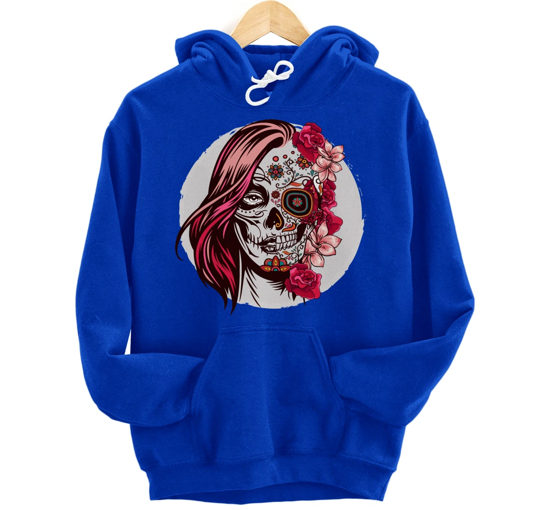 Floral Sugar Skull Day of the Dead Pullover Hoodie