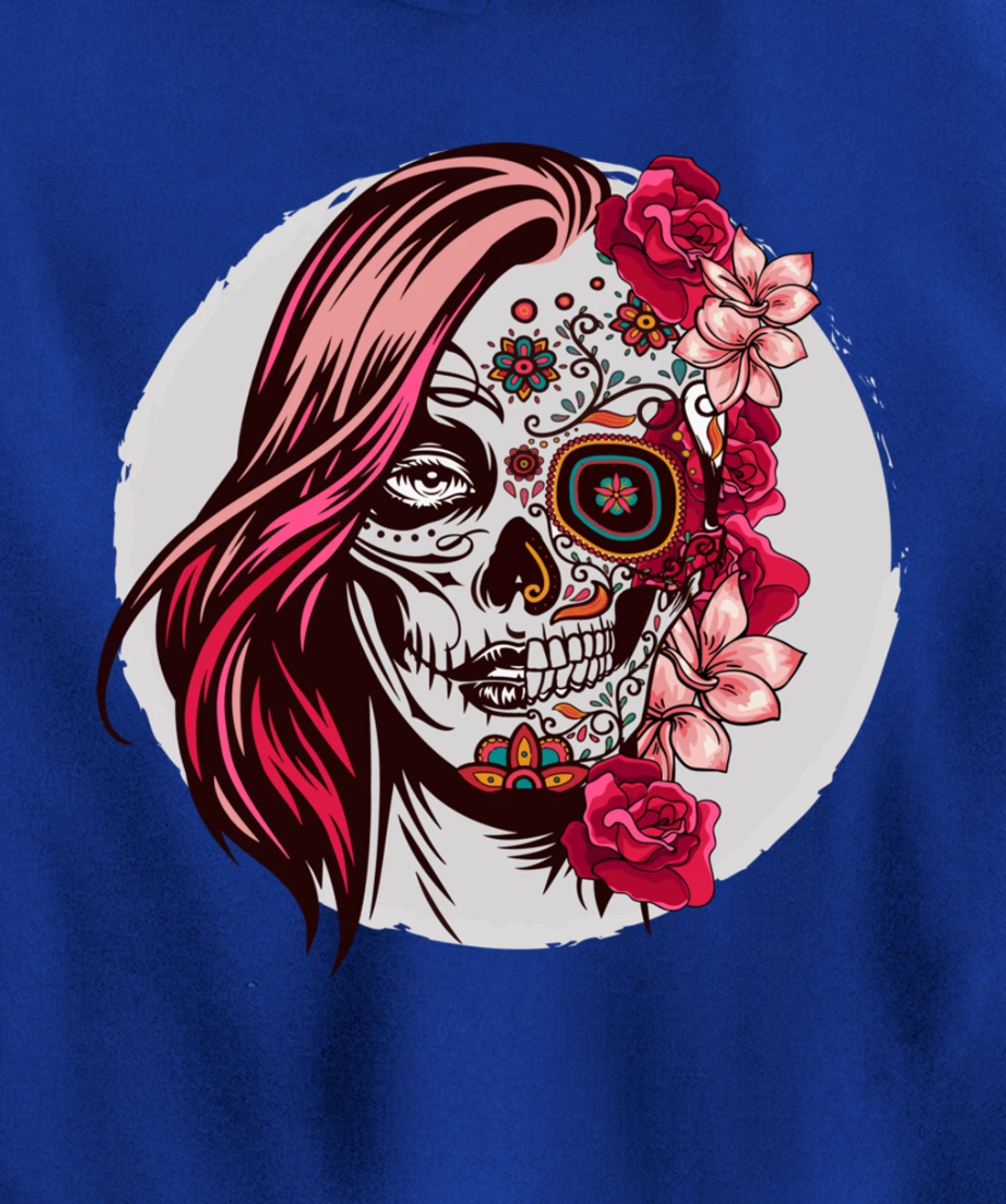 Floral Sugar Skull Day of the Dead Pullover Hoodie