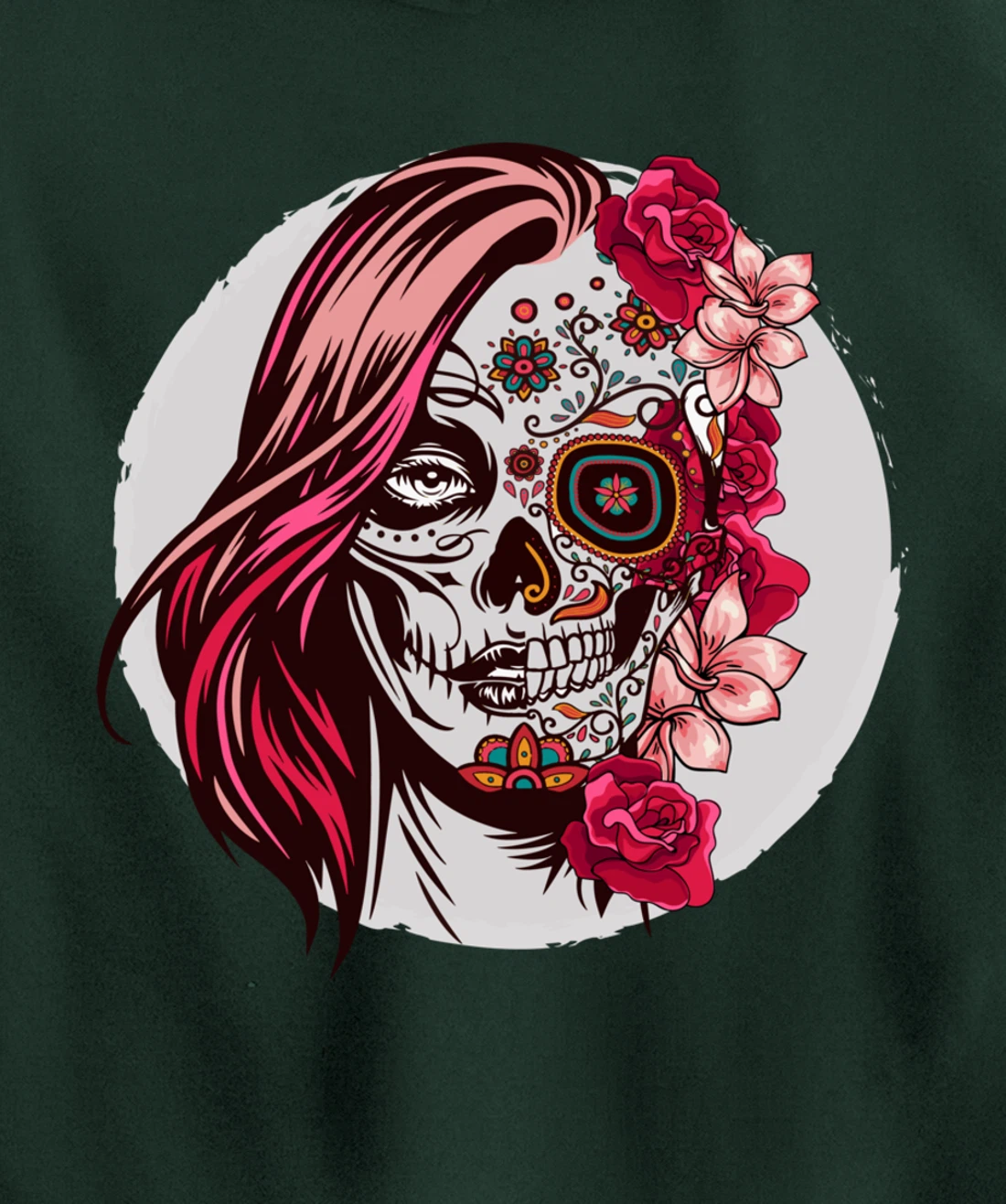Floral Sugar Skull Day of the Dead Pullover Hoodie