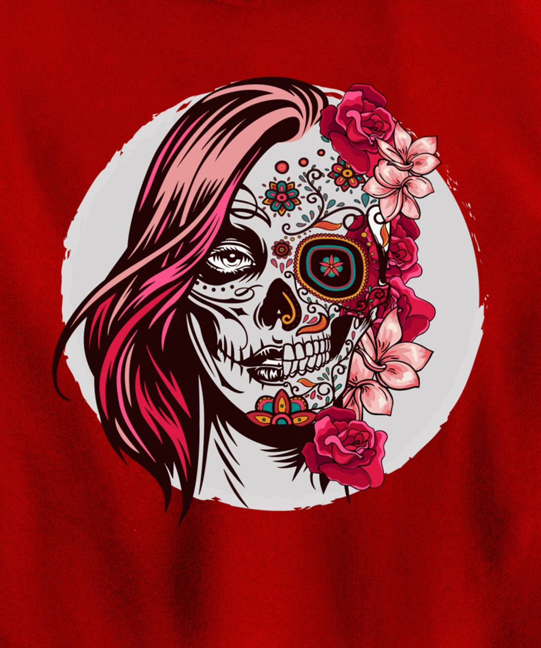 Floral Sugar Skull Day of the Dead Pullover Hoodie