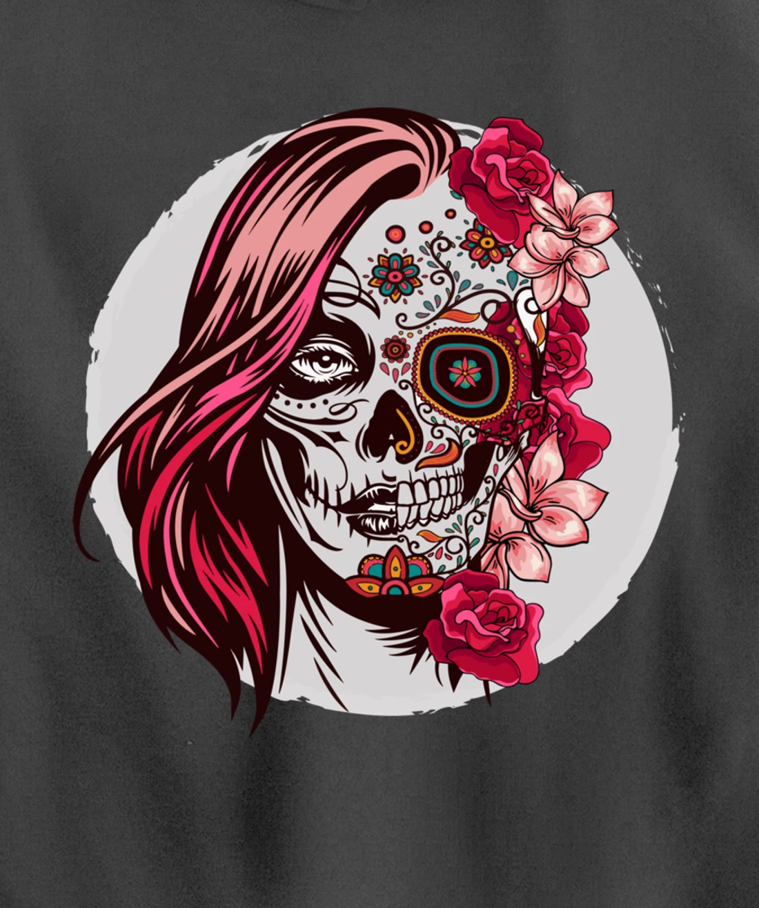 Floral Sugar Skull Day of the Dead Pullover Hoodie