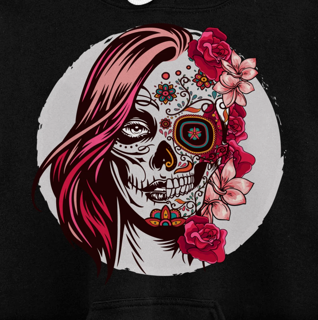 Floral Sugar Skull Day of the Dead Pullover Hoodie