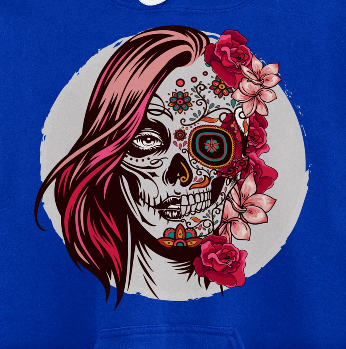 Floral Sugar Skull Day of the Dead Pullover Hoodie