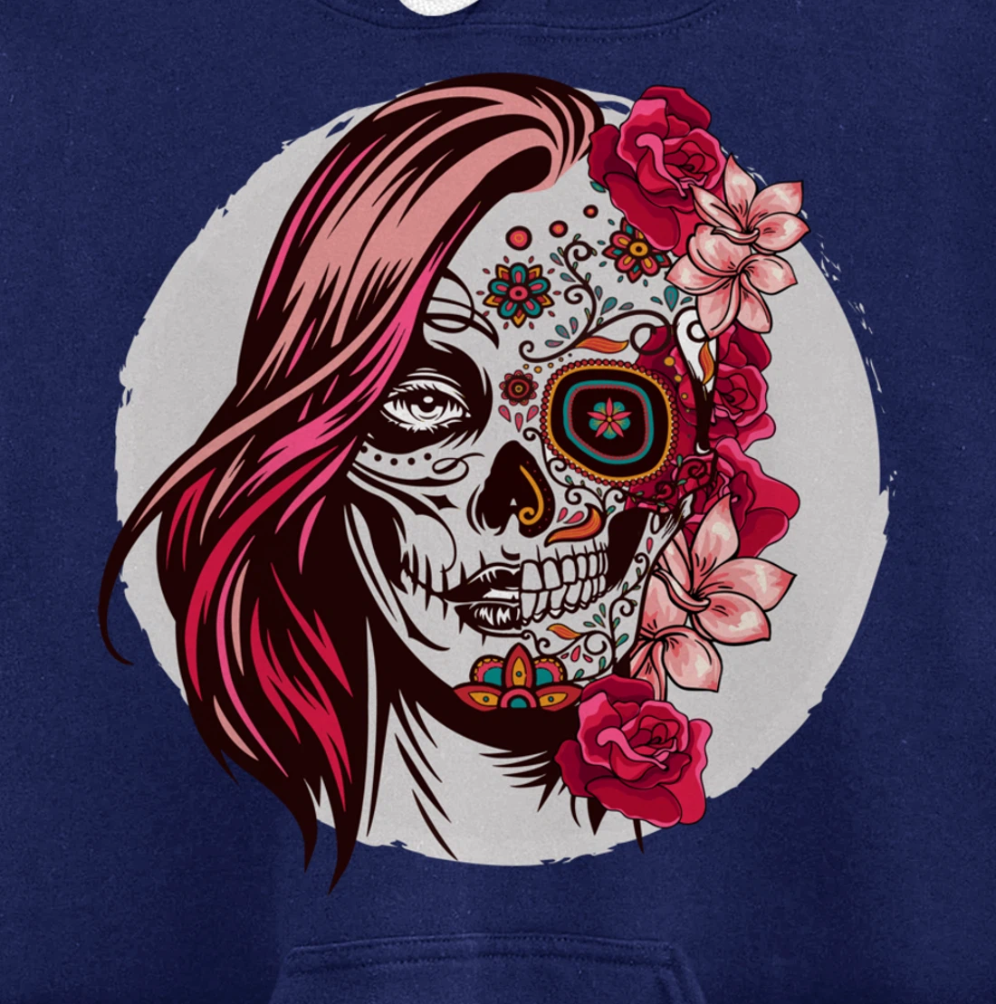 Floral Sugar Skull Day of the Dead Pullover Hoodie