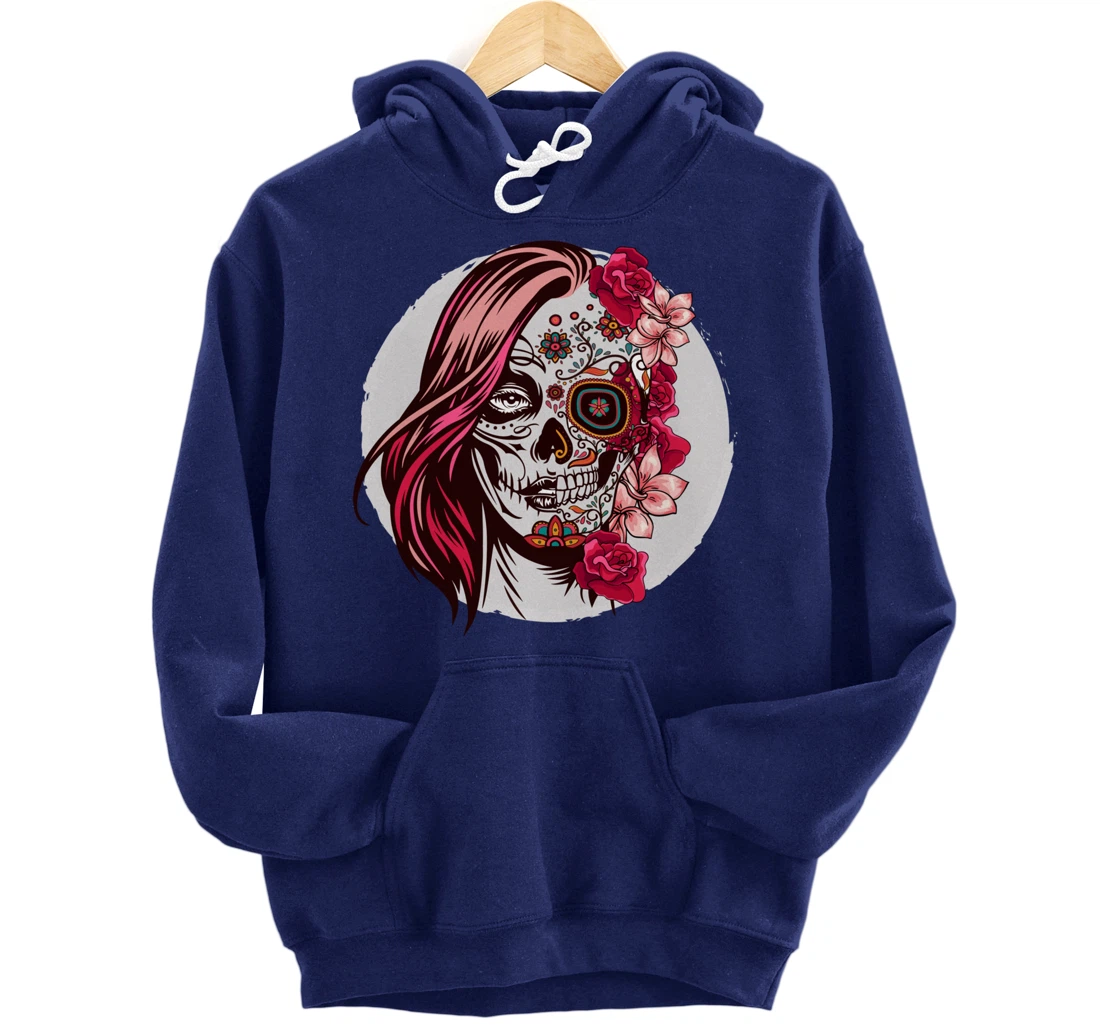 Floral Sugar Skull Day of the Dead Pullover Hoodie