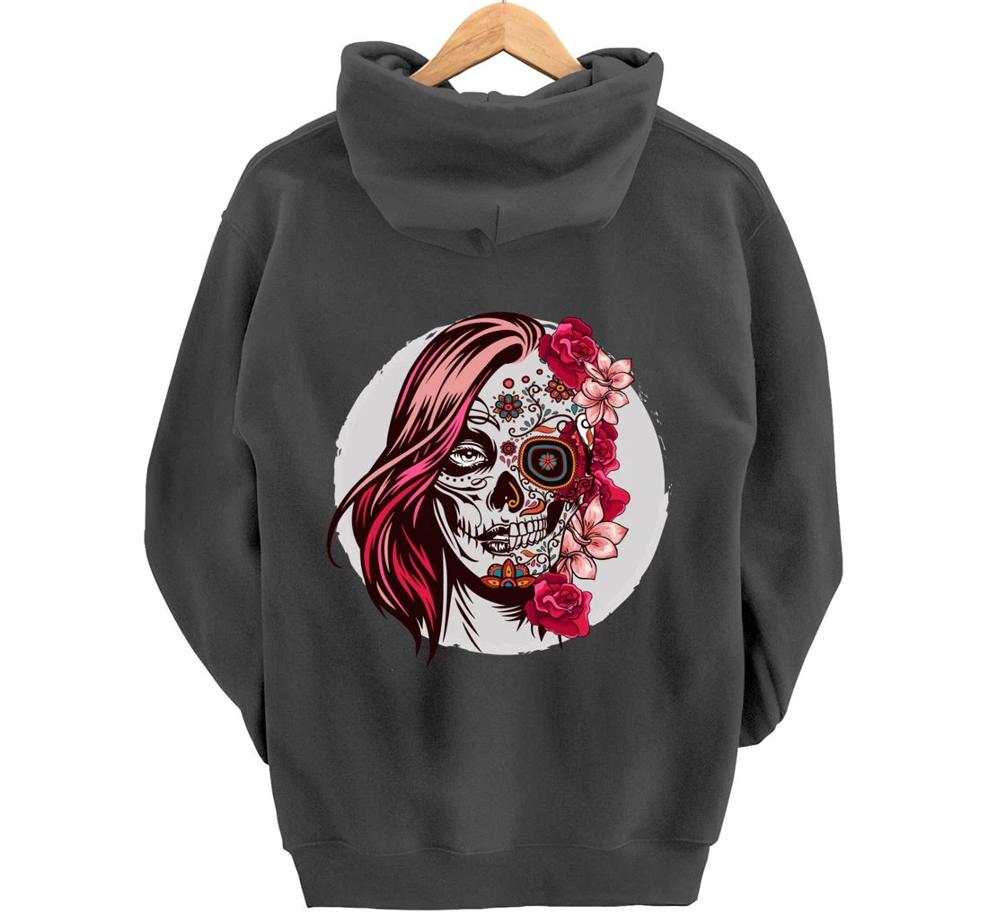 Floral Sugar Skull Day of the Dead Pullover Hoodie