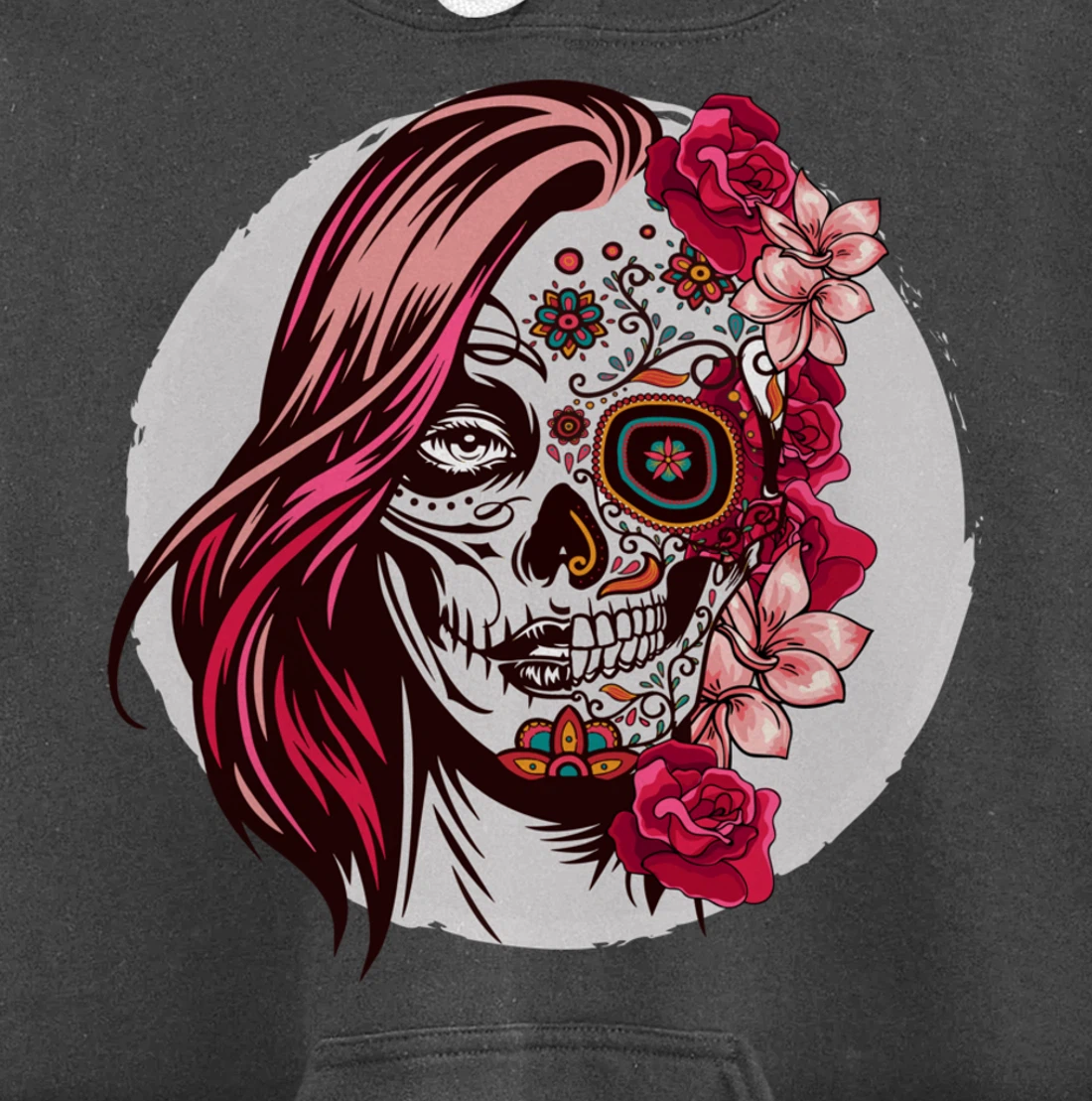 Floral Sugar Skull Day of the Dead Pullover Hoodie