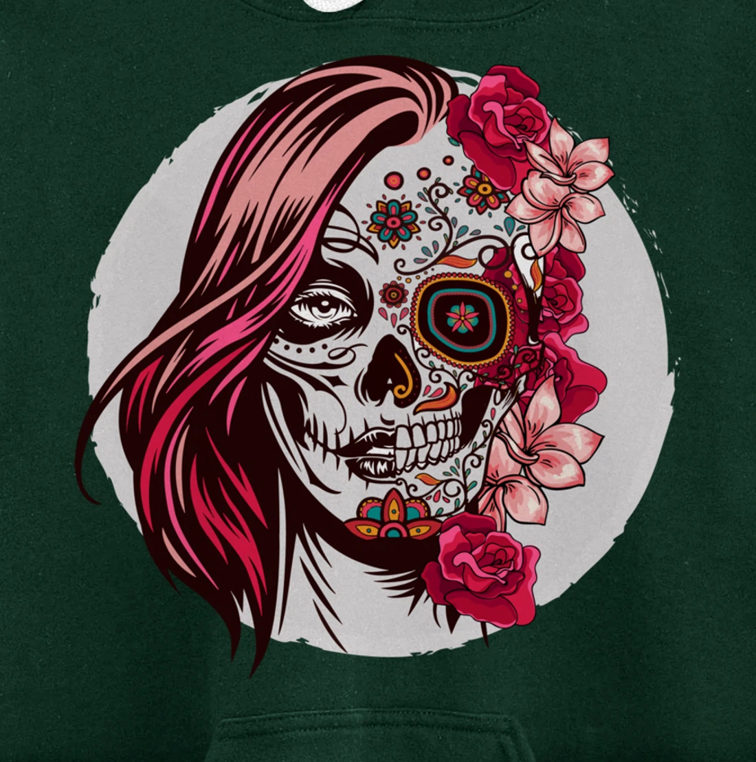 Floral Sugar Skull Day of the Dead Pullover Hoodie