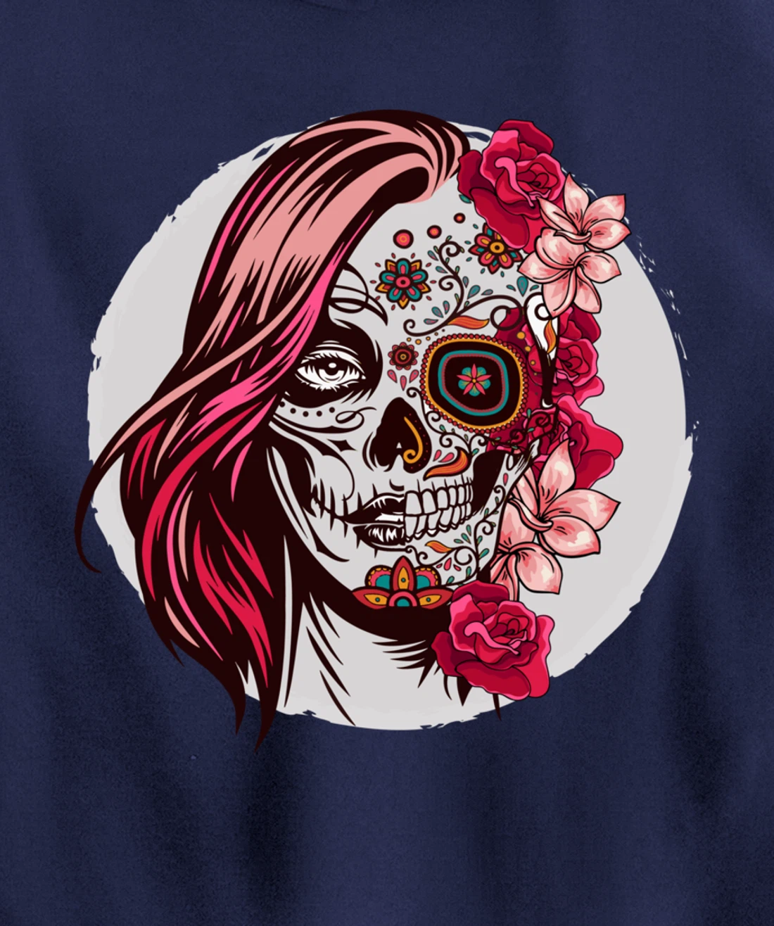 Floral Sugar Skull Day of the Dead Pullover Hoodie