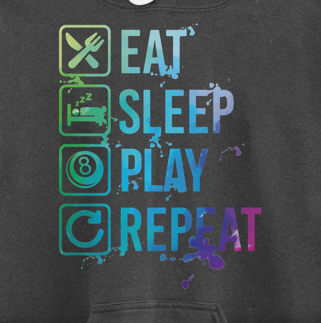 Billiard Snooker Pool Eat Sleep Repeat Watercolor Gift Pullover Hoodie