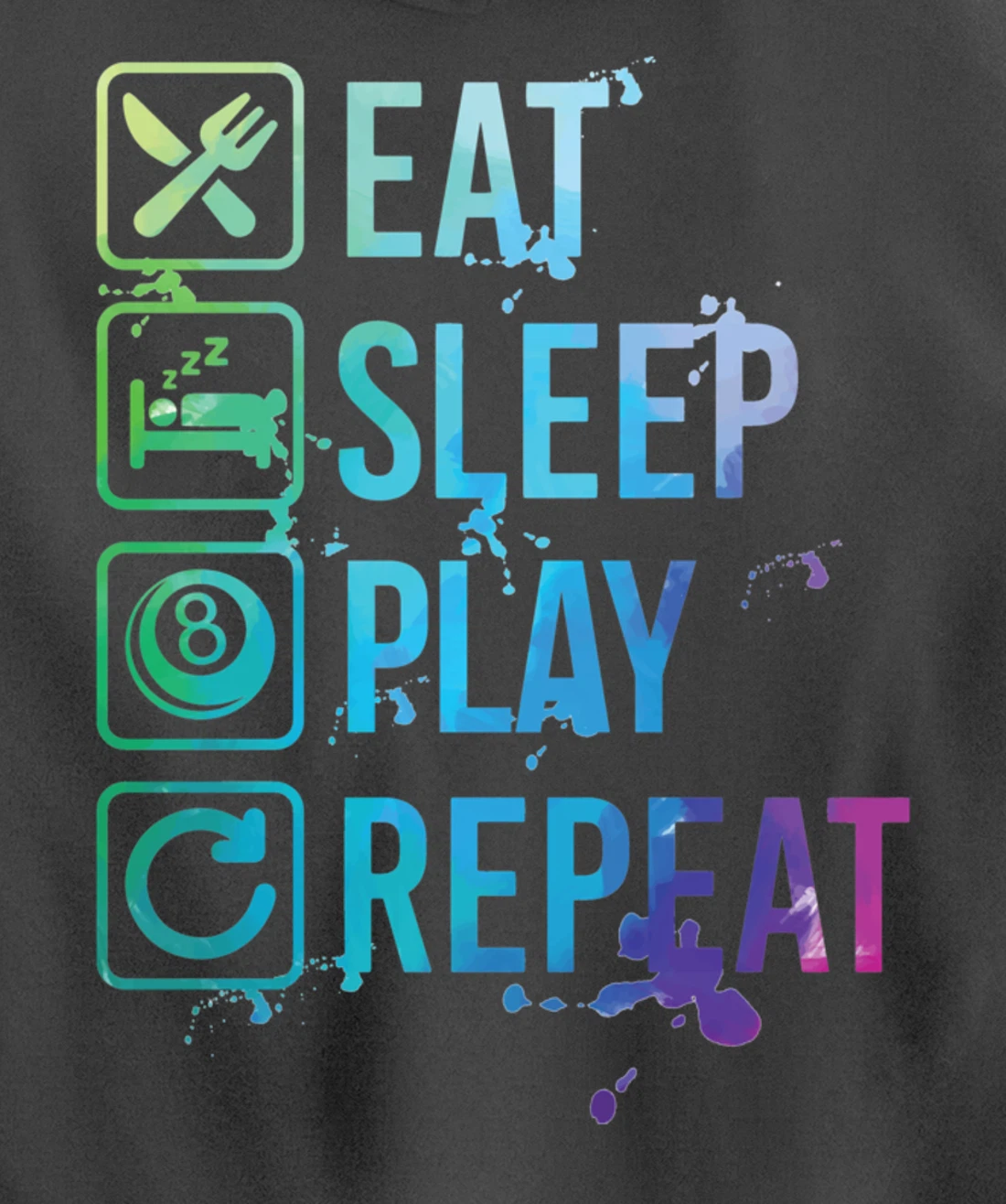 Billiard Snooker Pool Eat Sleep Repeat Watercolor Gift Pullover Hoodie