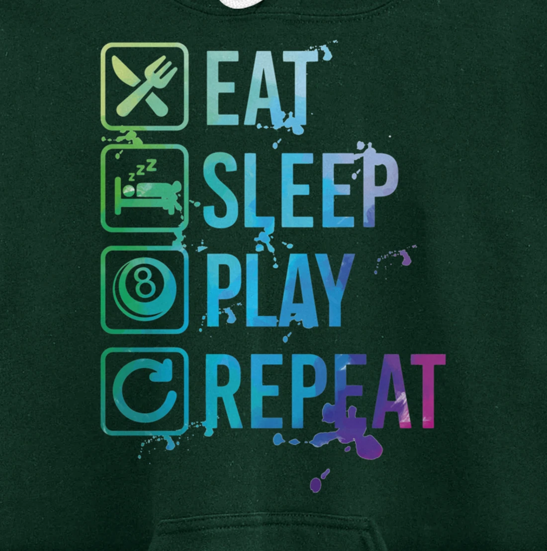 Billiard Snooker Pool Eat Sleep Repeat Watercolor Gift Pullover Hoodie