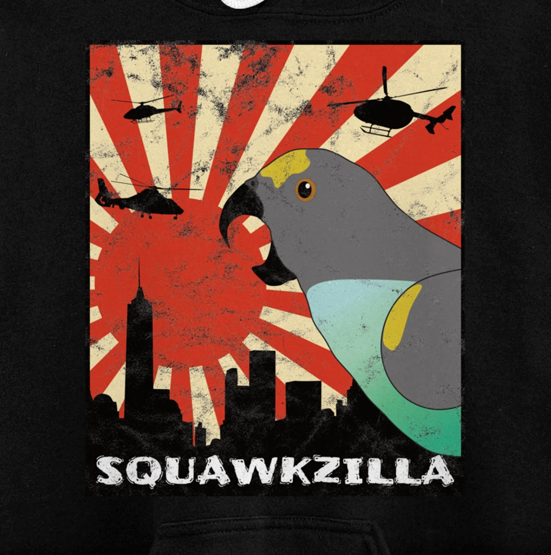 Squawk Zilla Meyers Parrot Parakeet Squawking Kawaii Pullover Hoodie