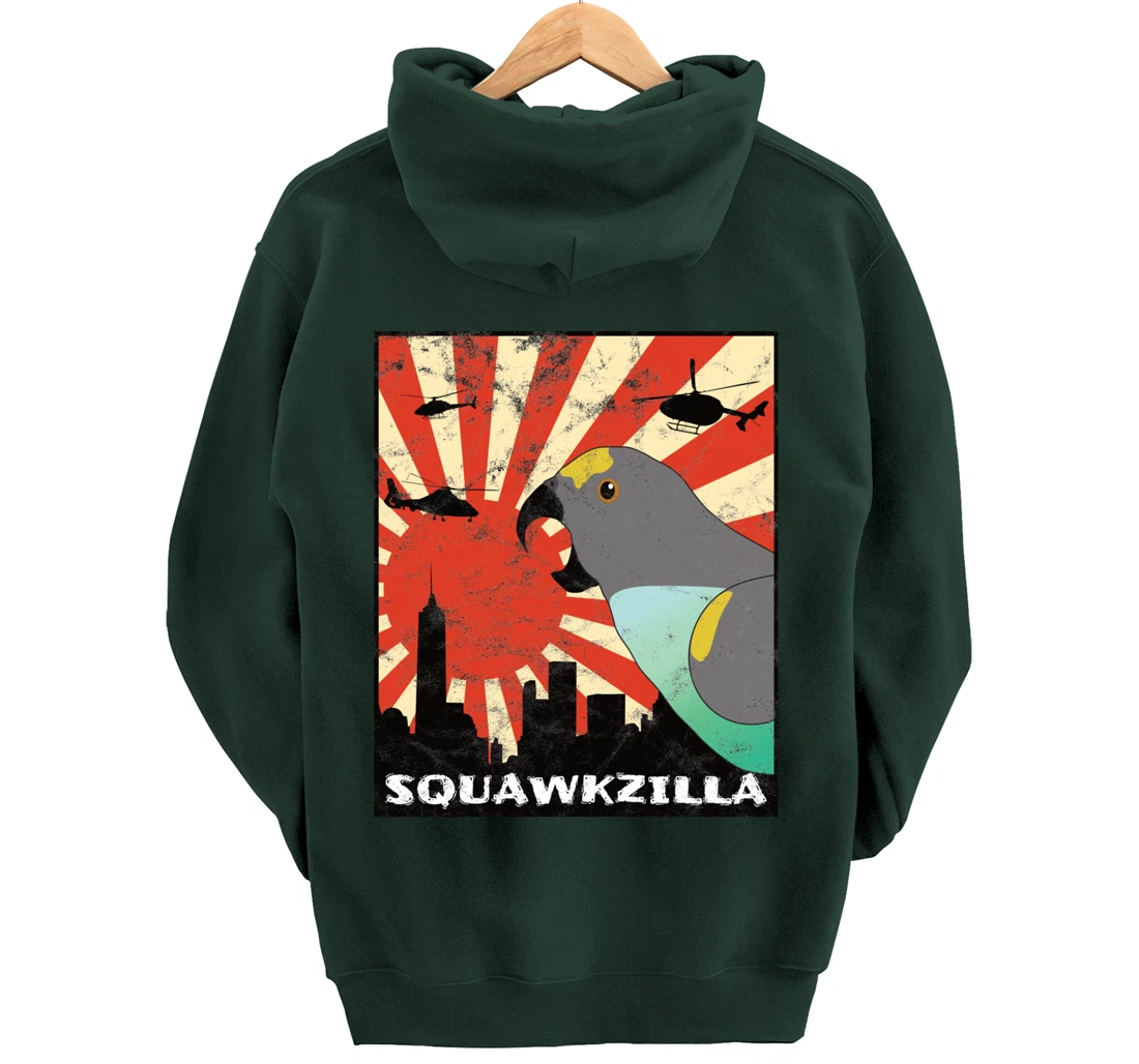 Squawk Zilla Meyers Parrot Parakeet Squawking Kawaii Pullover Hoodie