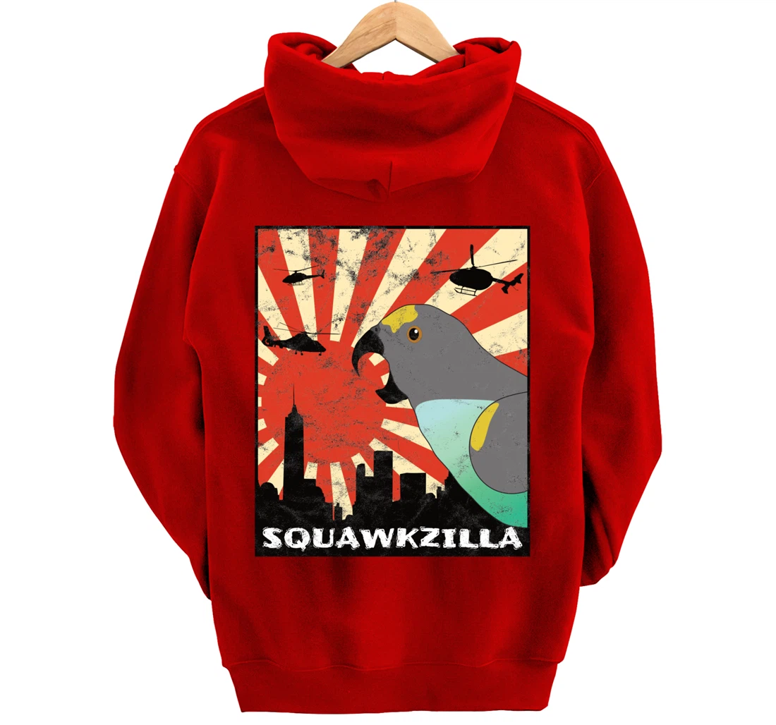 Squawk Zilla Meyers Parrot Parakeet Squawking Kawaii Pullover Hoodie