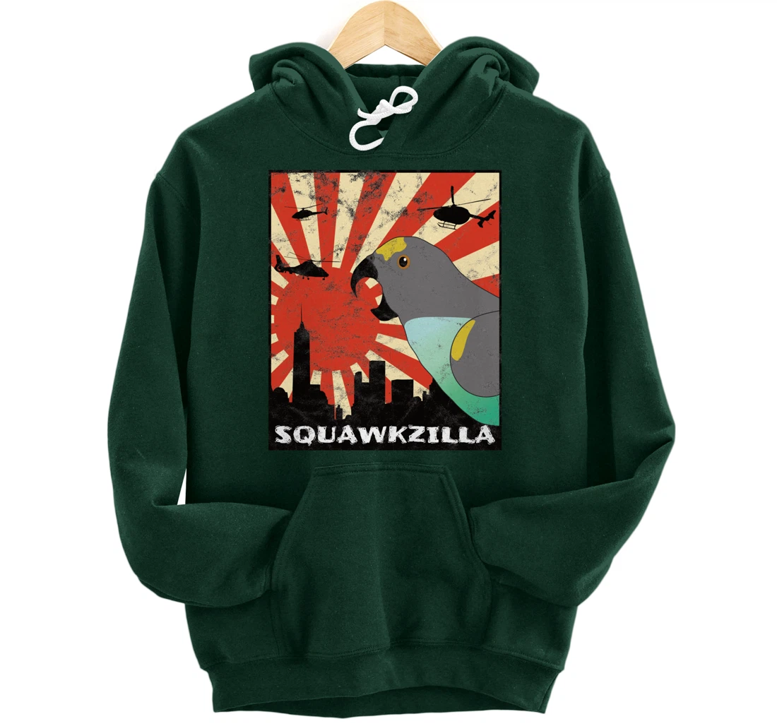 Squawk Zilla Meyers Parrot Parakeet Squawking Kawaii Pullover Hoodie