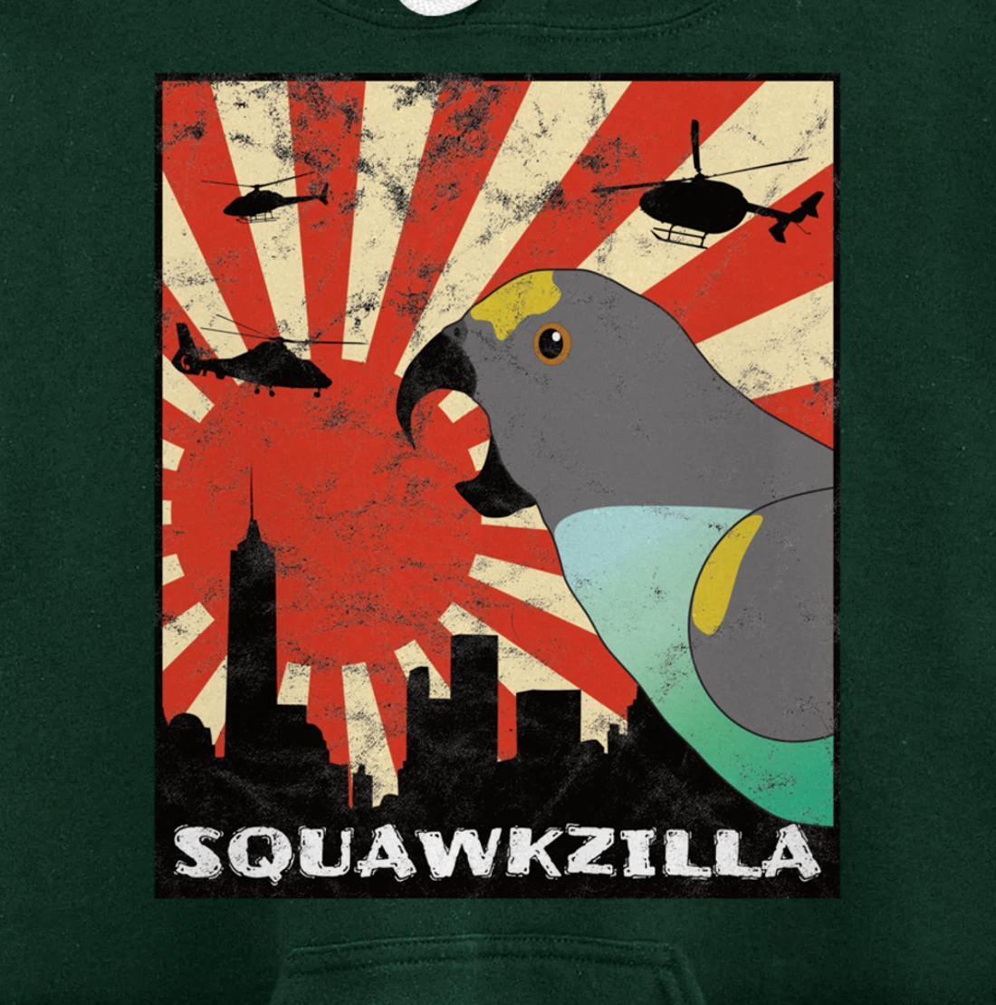 Squawk Zilla Meyers Parrot Parakeet Squawking Kawaii Pullover Hoodie
