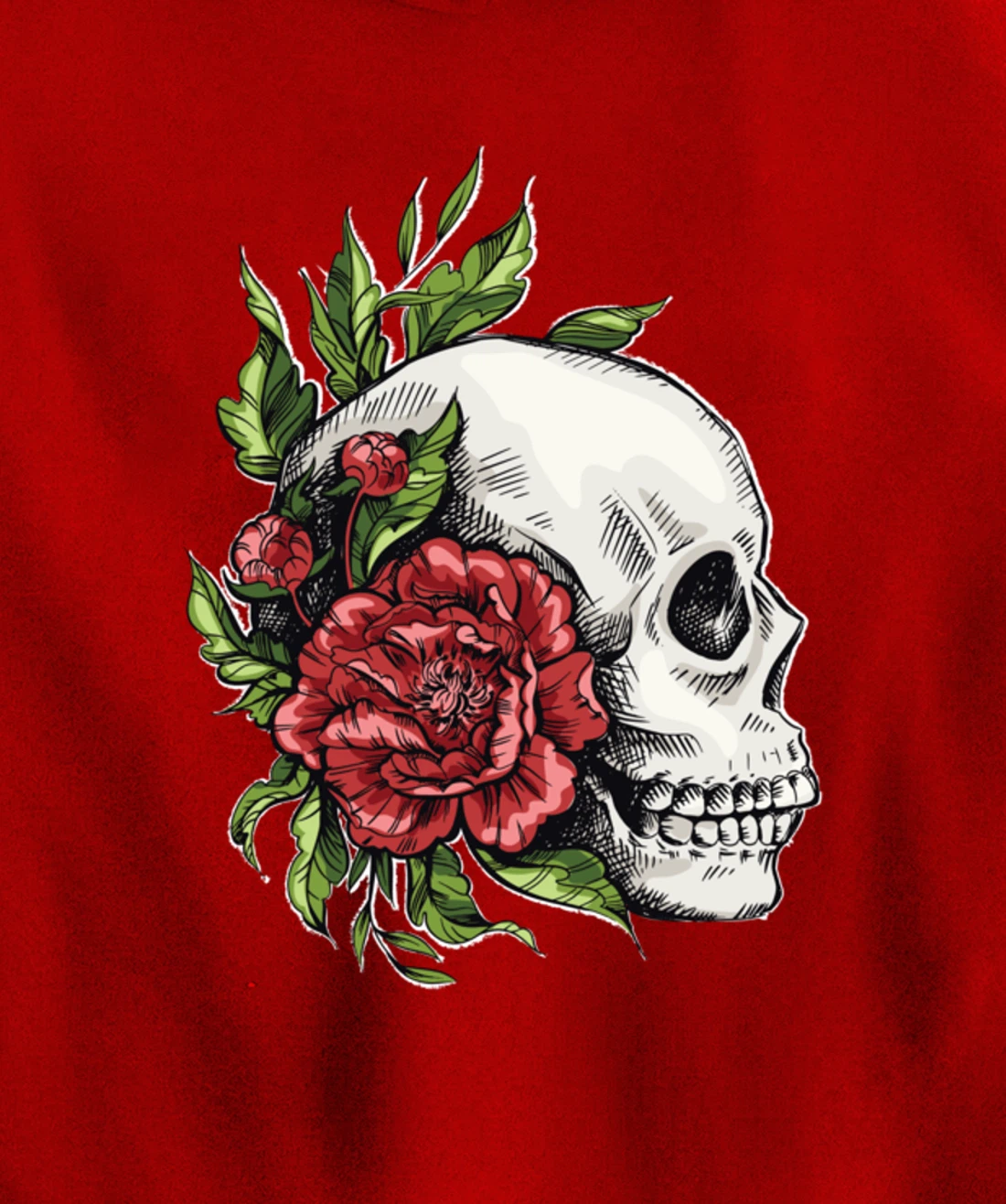 Amazing flower design with a skull and roses Pullover Hoodie