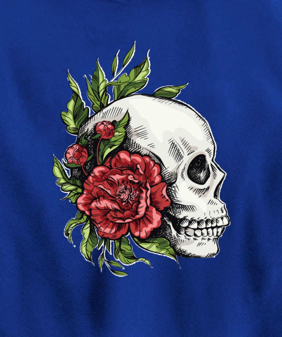 Amazing flower design with a skull and roses Pullover Hoodie