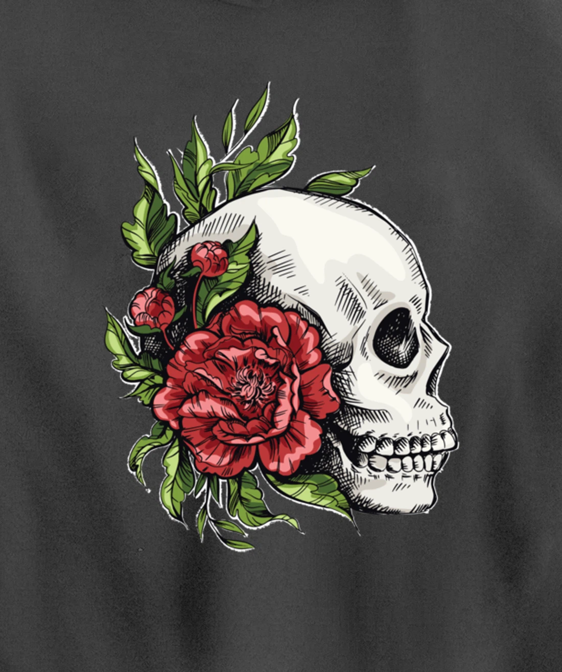 Amazing flower design with a skull and roses Pullover Hoodie