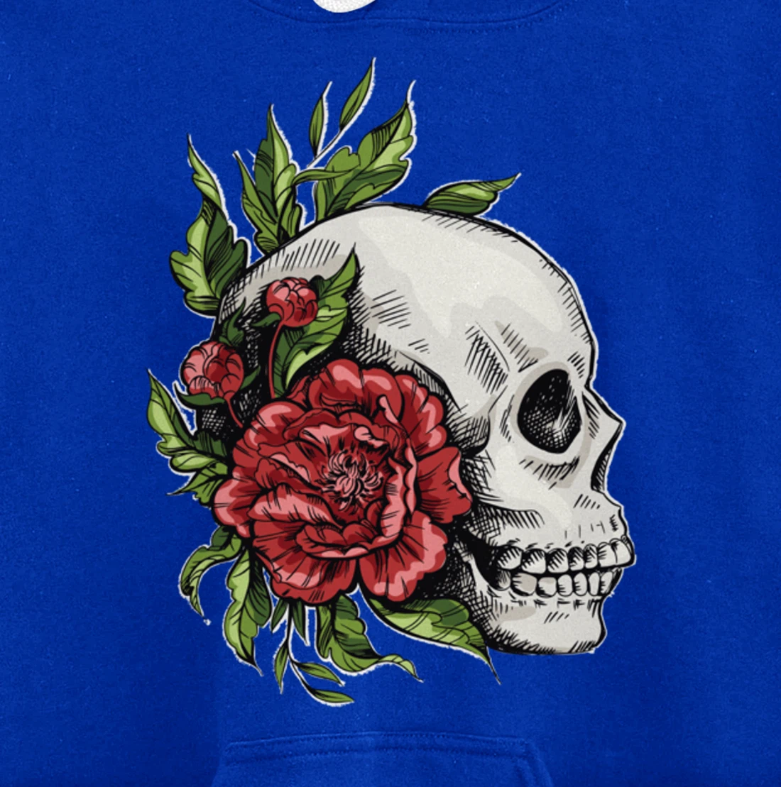 Amazing flower design with a skull and roses Pullover Hoodie