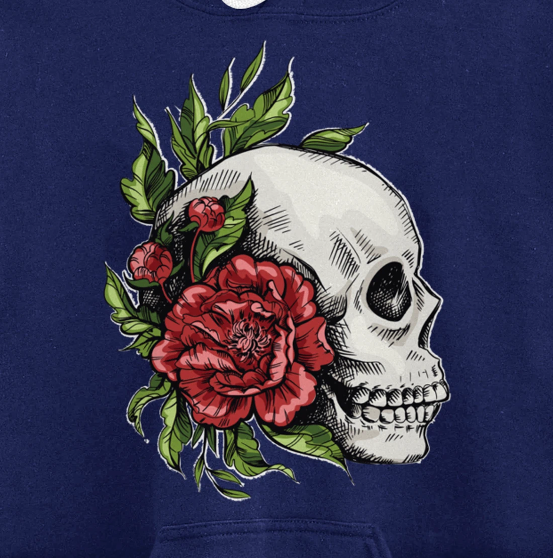 Amazing flower design with a skull and roses Pullover Hoodie