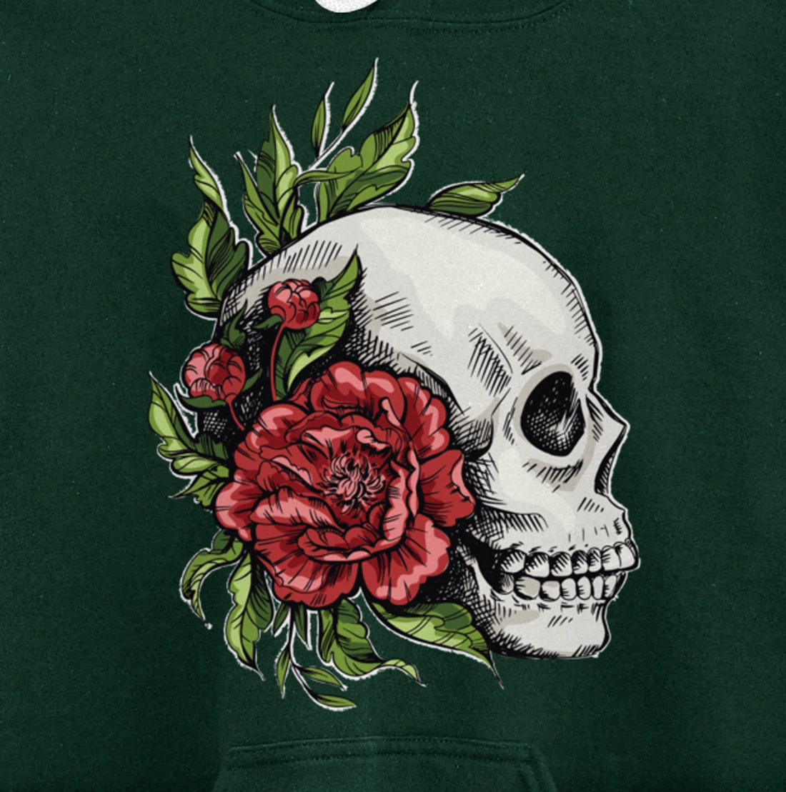 Amazing flower design with a skull and roses Pullover Hoodie