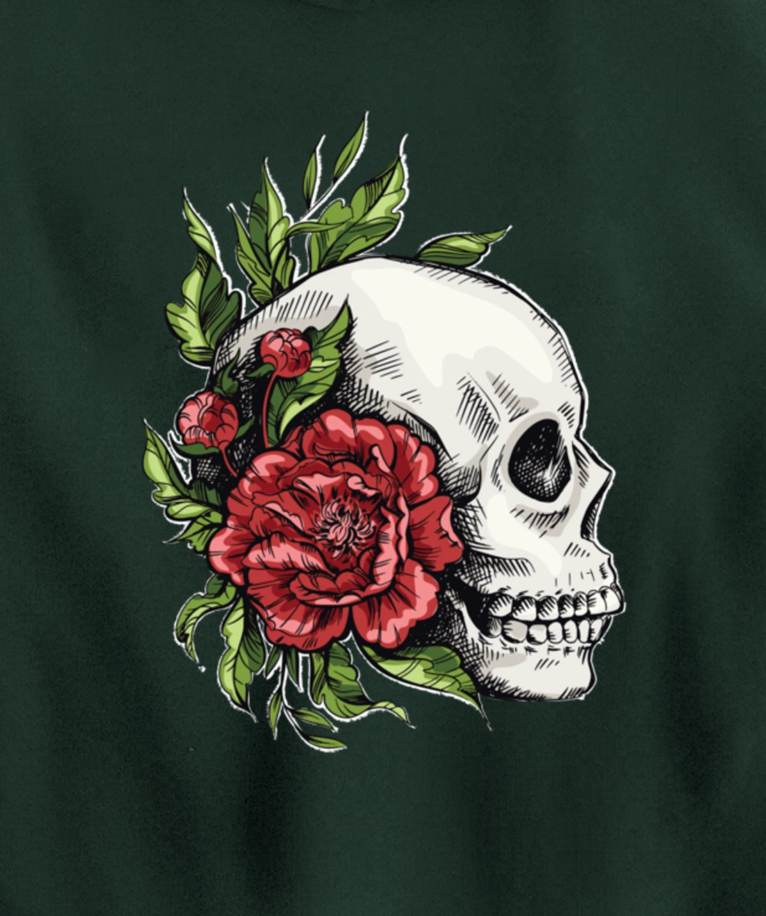 Amazing flower design with a skull and roses Pullover Hoodie
