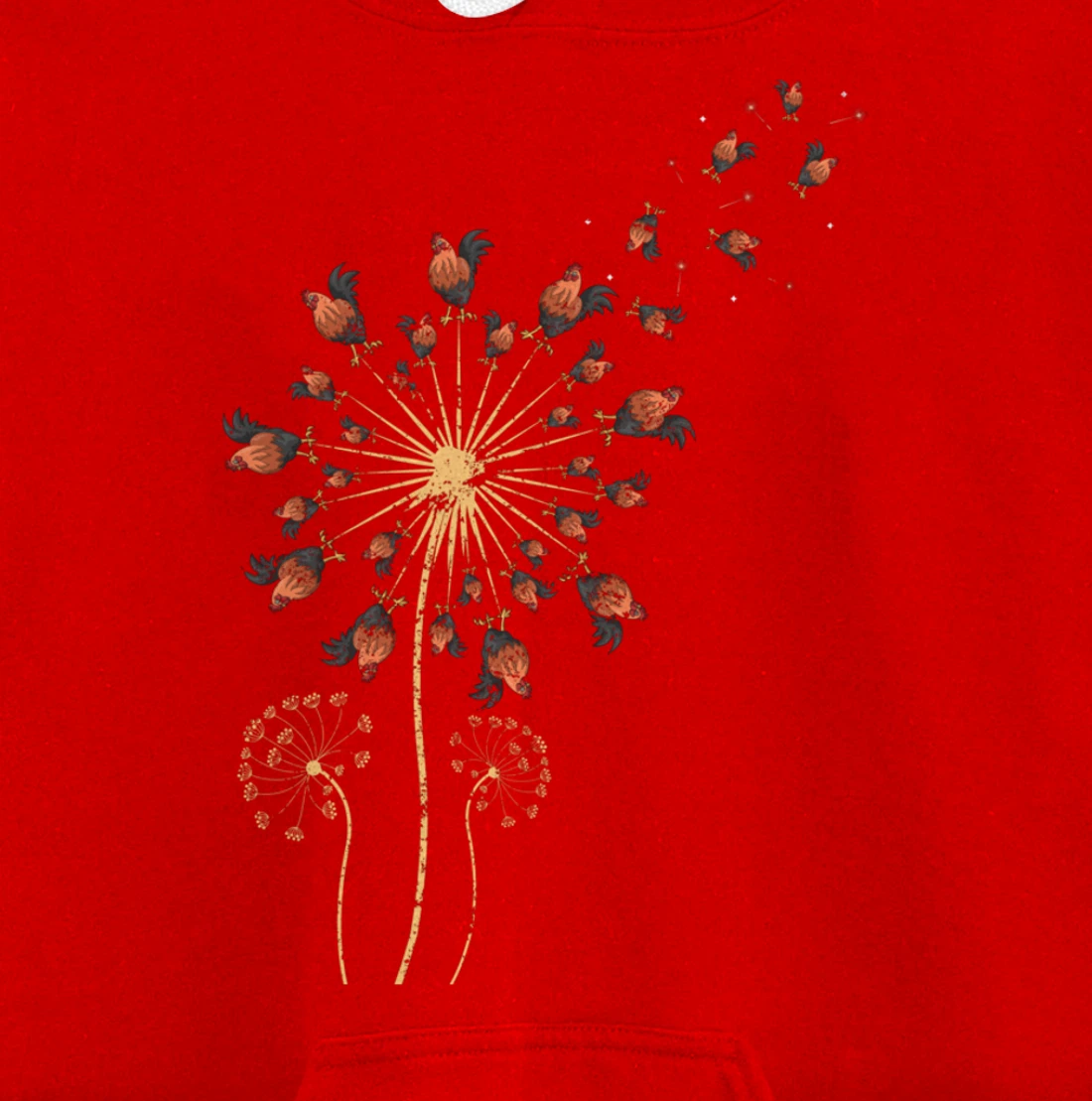 Farm Animal Bird Farmer Gift Dandelion Chicken Pullover Hoodie