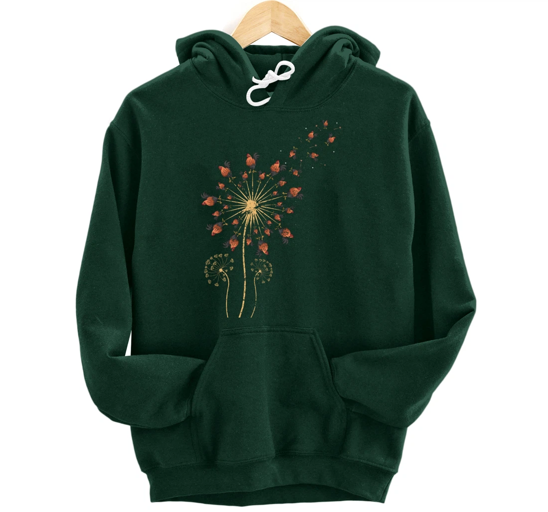 Farm Animal Bird Farmer Gift Dandelion Chicken Pullover Hoodie