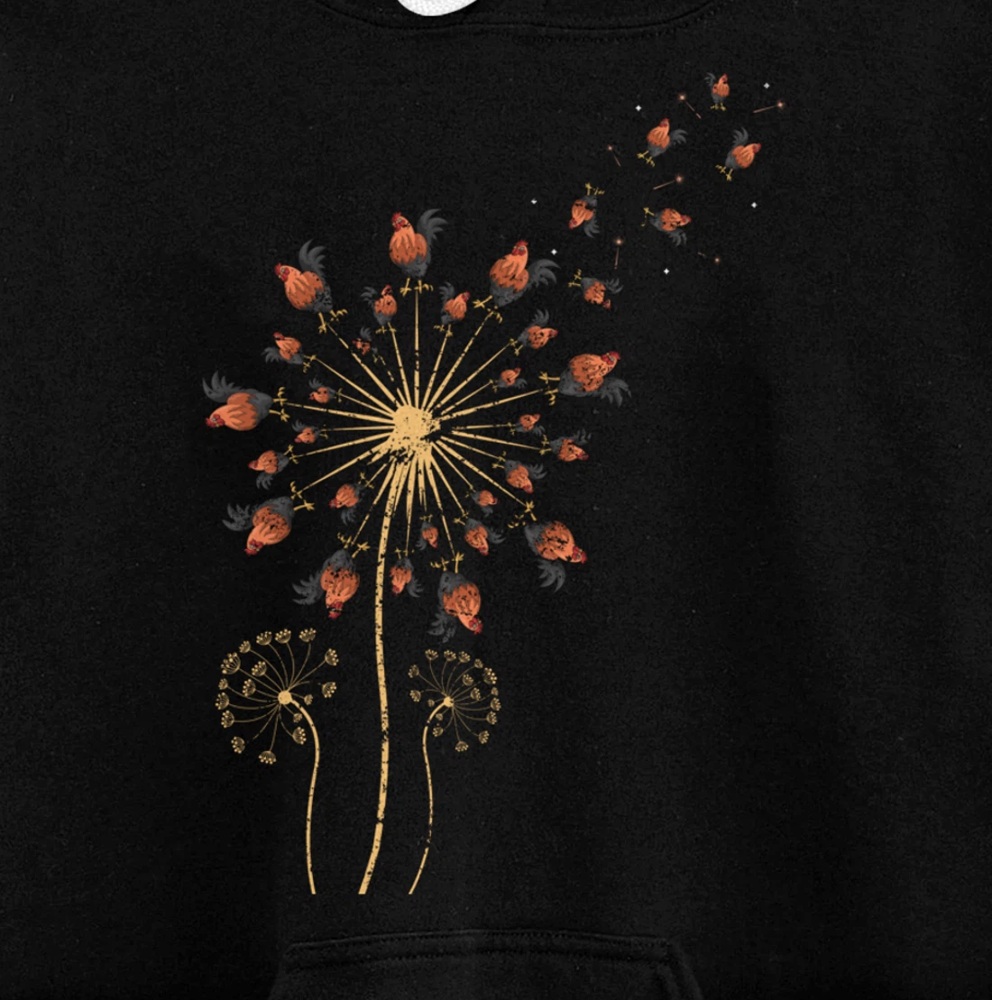 Farm Animal Bird Farmer Gift Dandelion Chicken Pullover Hoodie