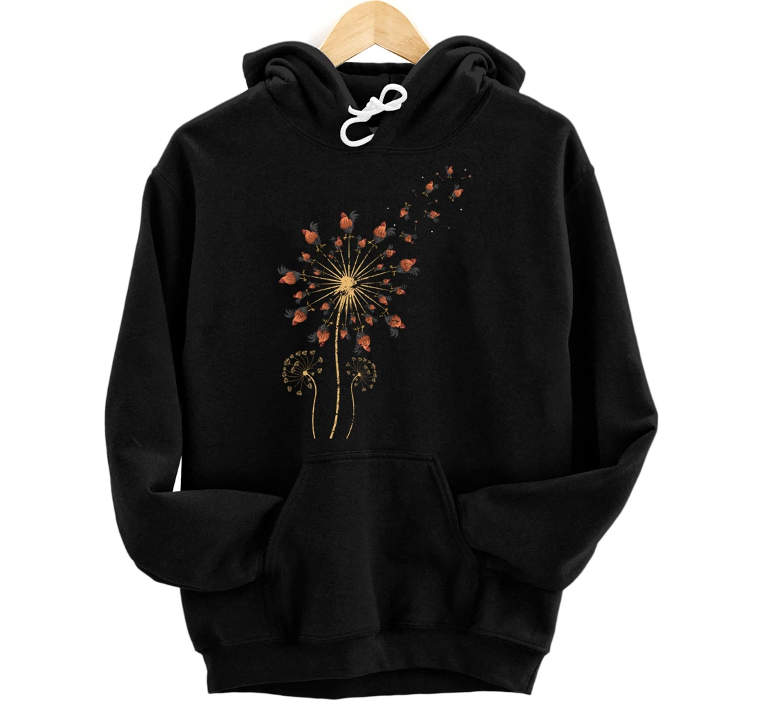Farm Animal Bird Farmer Gift Dandelion Chicken Pullover Hoodie