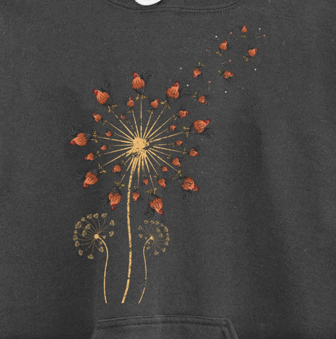 Farm Animal Bird Farmer Gift Dandelion Chicken Pullover Hoodie