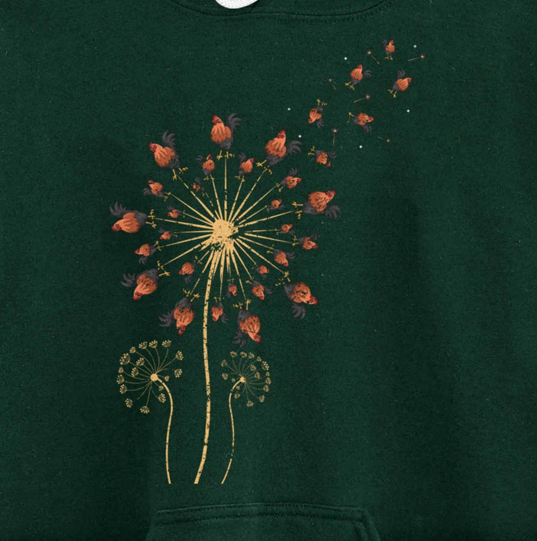 Farm Animal Bird Farmer Gift Dandelion Chicken Pullover Hoodie