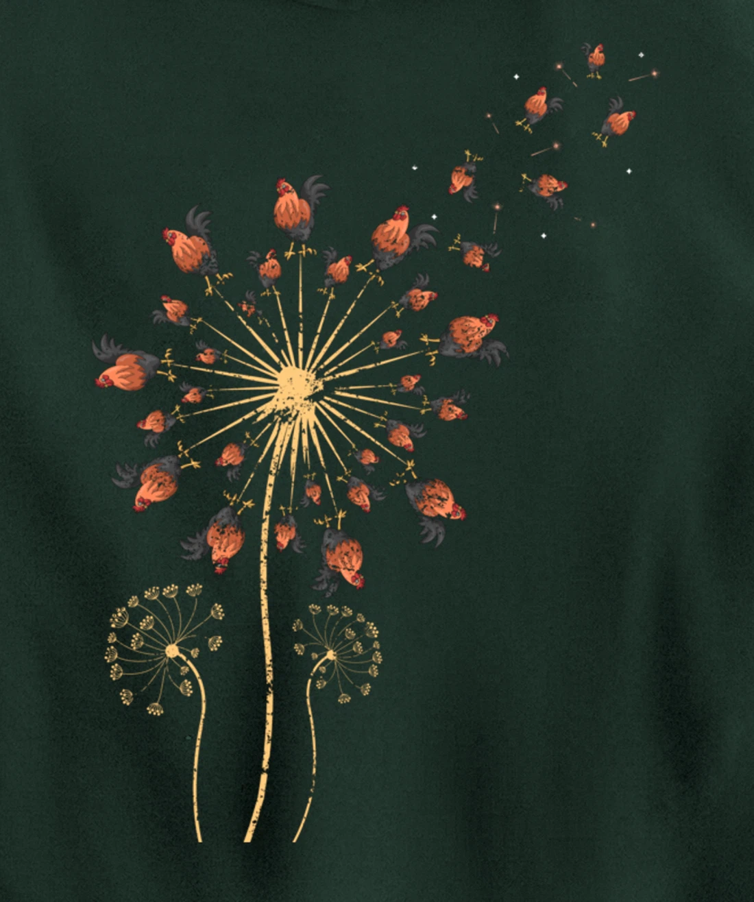 Farm Animal Bird Farmer Gift Dandelion Chicken Pullover Hoodie