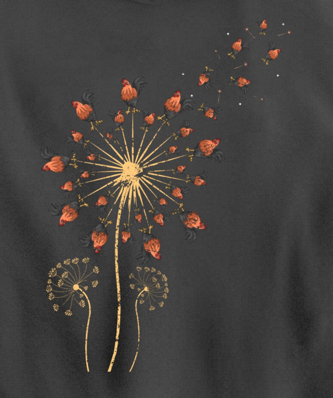 Farm Animal Bird Farmer Gift Dandelion Chicken Pullover Hoodie