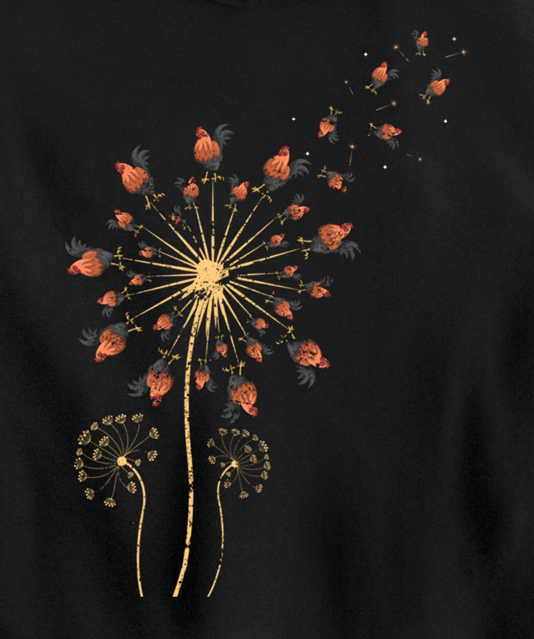 Farm Animal Bird Farmer Gift Dandelion Chicken Pullover Hoodie