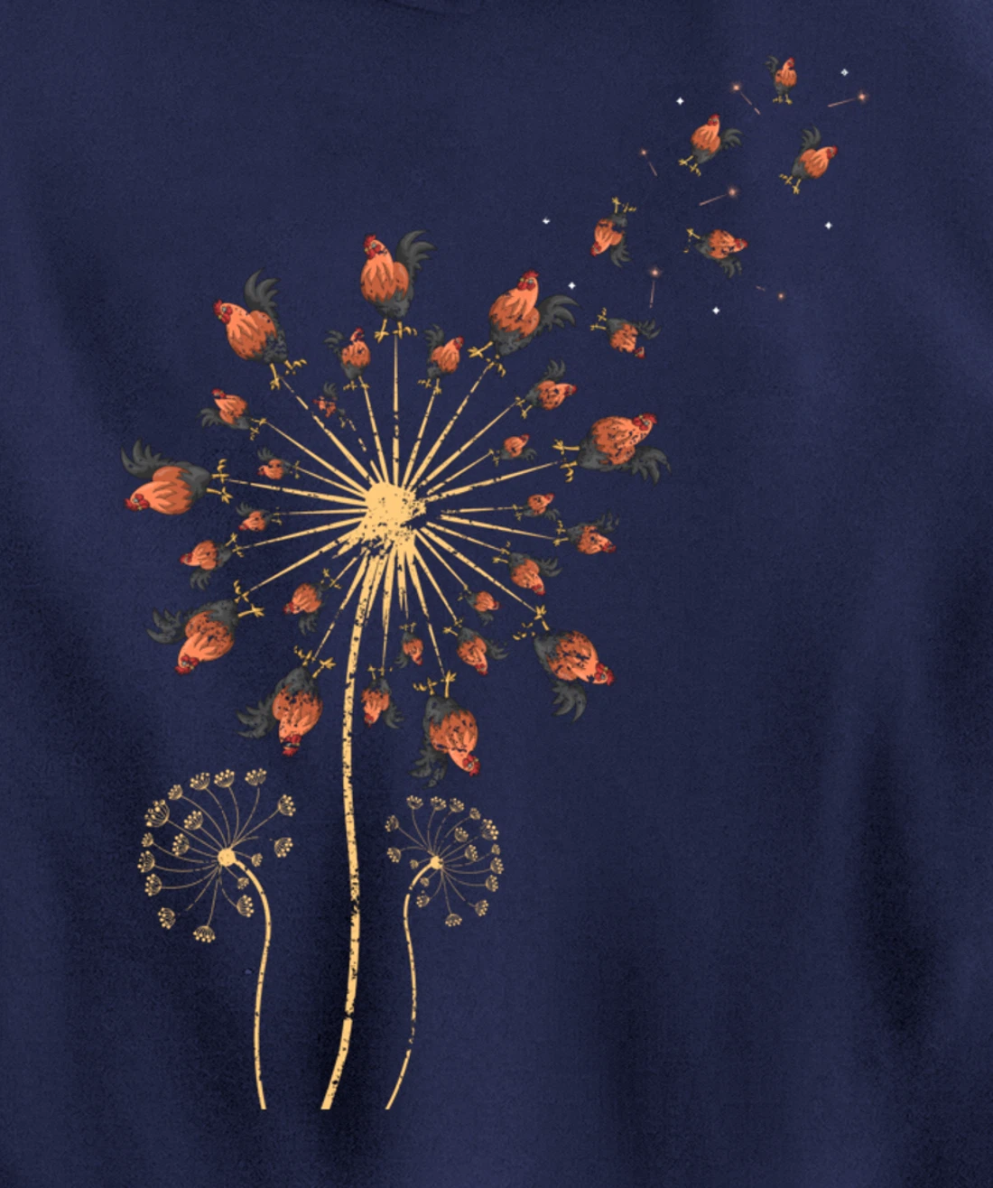 Farm Animal Bird Farmer Gift Dandelion Chicken Pullover Hoodie