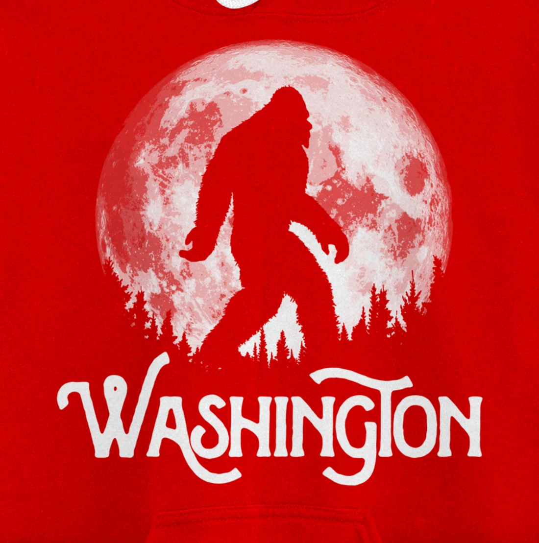 Washington Bigfoot at Night! Cool Full Moon & Trees Graphic Pullover Hoodie