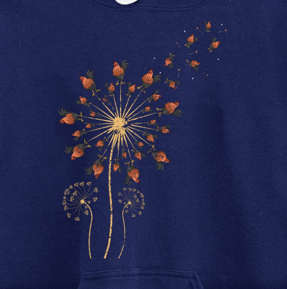 Farm Animal Bird Farmer Gift Dandelion Chicken Pullover Hoodie