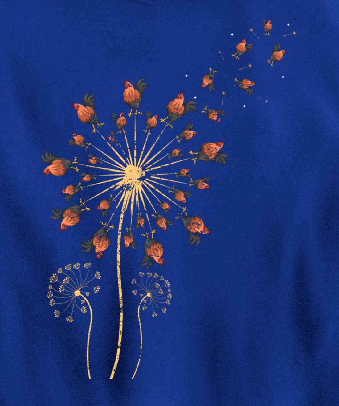 Farm Animal Bird Farmer Gift Dandelion Chicken Pullover Hoodie