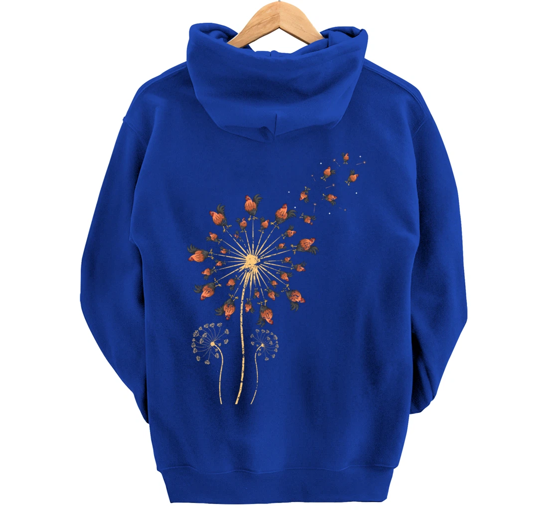 Farm Animal Bird Farmer Gift Dandelion Chicken Pullover Hoodie