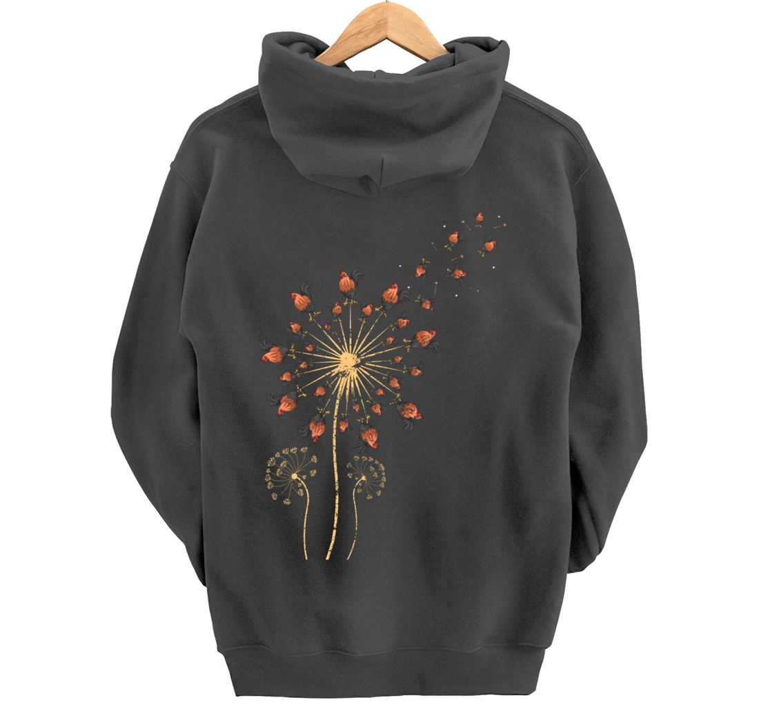 Farm Animal Bird Farmer Gift Dandelion Chicken Pullover Hoodie