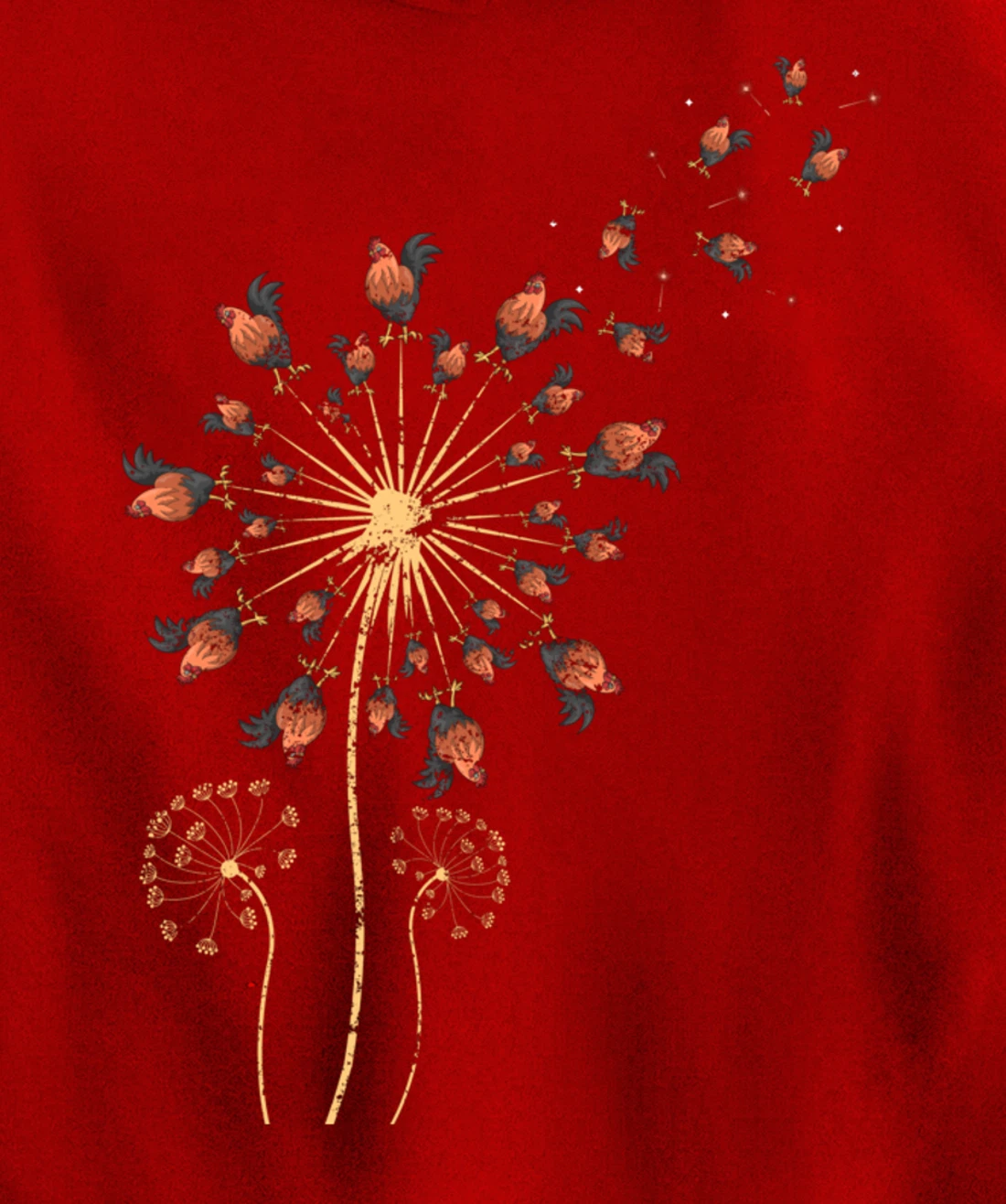 Farm Animal Bird Farmer Gift Dandelion Chicken Pullover Hoodie