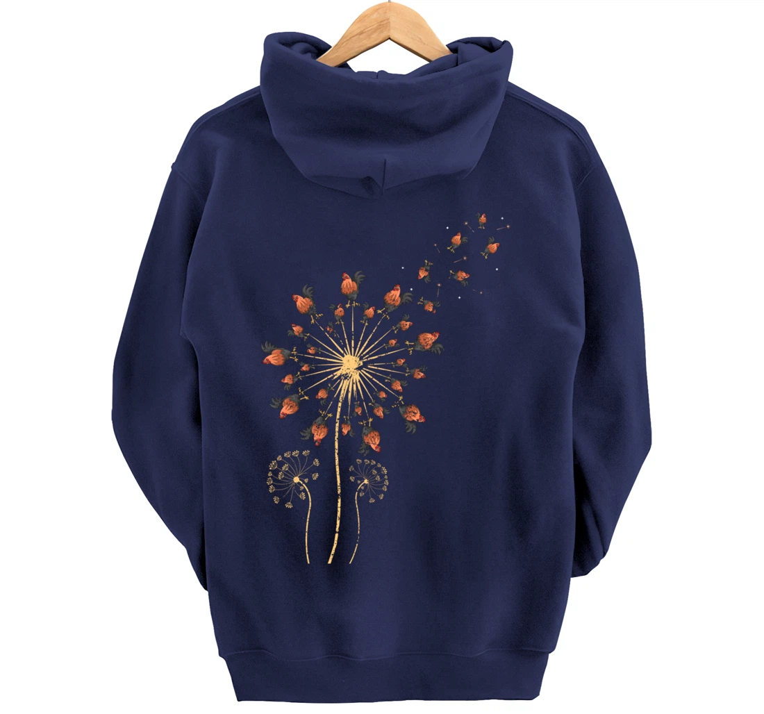 Farm Animal Bird Farmer Gift Dandelion Chicken Pullover Hoodie