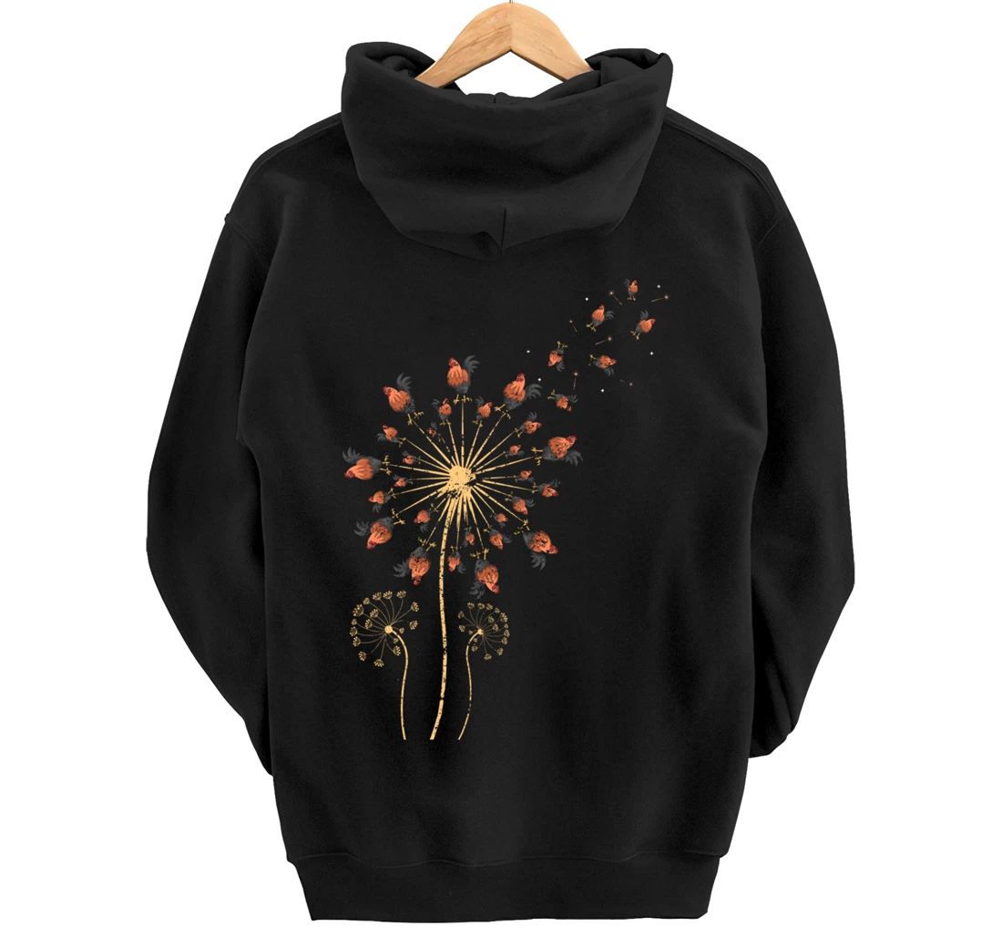 Farm Animal Bird Farmer Gift Dandelion Chicken Pullover Hoodie
