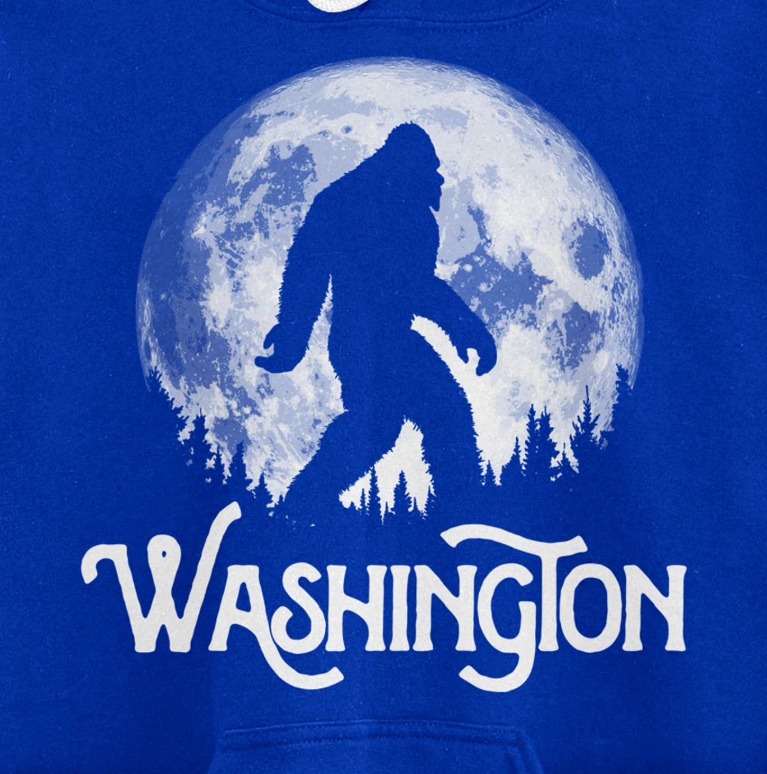 Washington Bigfoot at Night! Cool Full Moon & Trees Graphic Pullover Hoodie