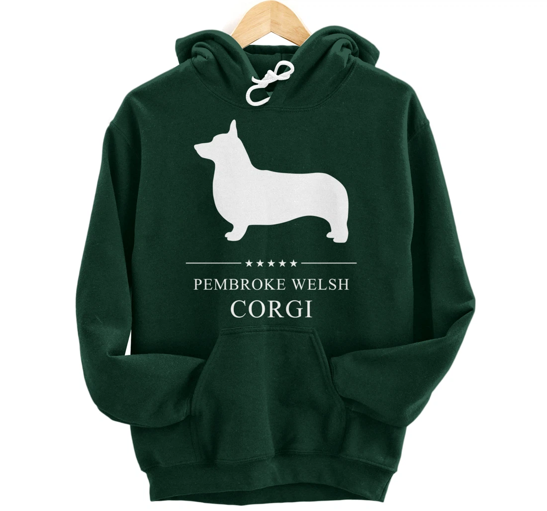 Pembroke Welsh Corgi Dog White Silhouette Pullover Hoodie